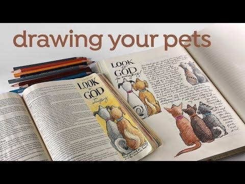 Bible Journaling Luke 10:27 - Look to God (drawing your pets)