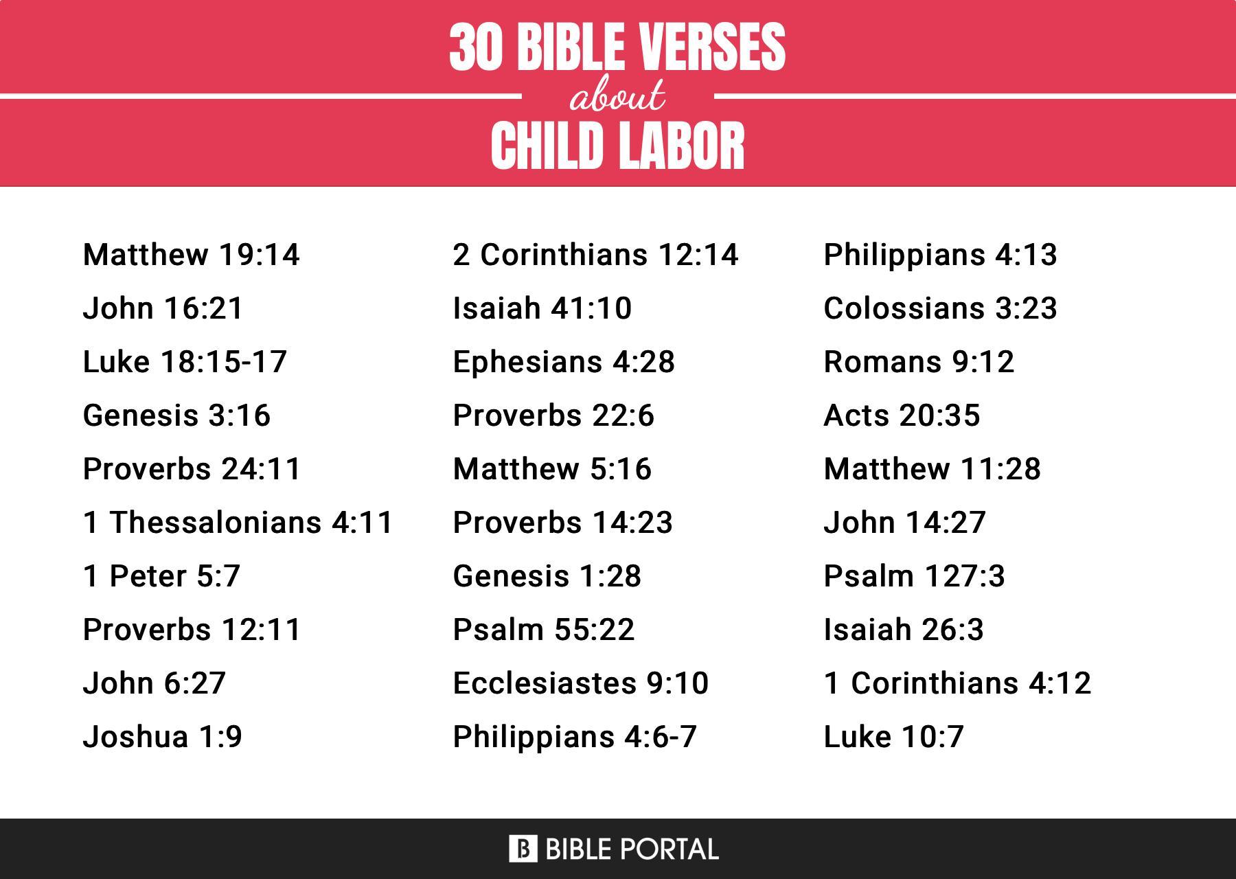 234 Bible Verses about Child Labor