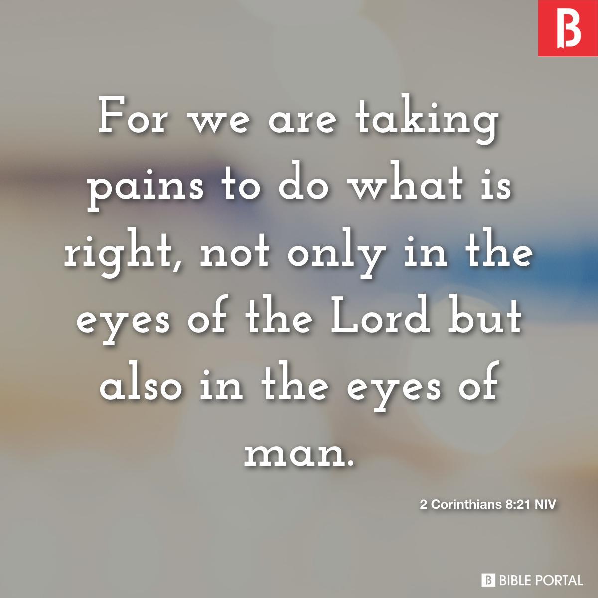 2 Corinthians 8:21 NIV