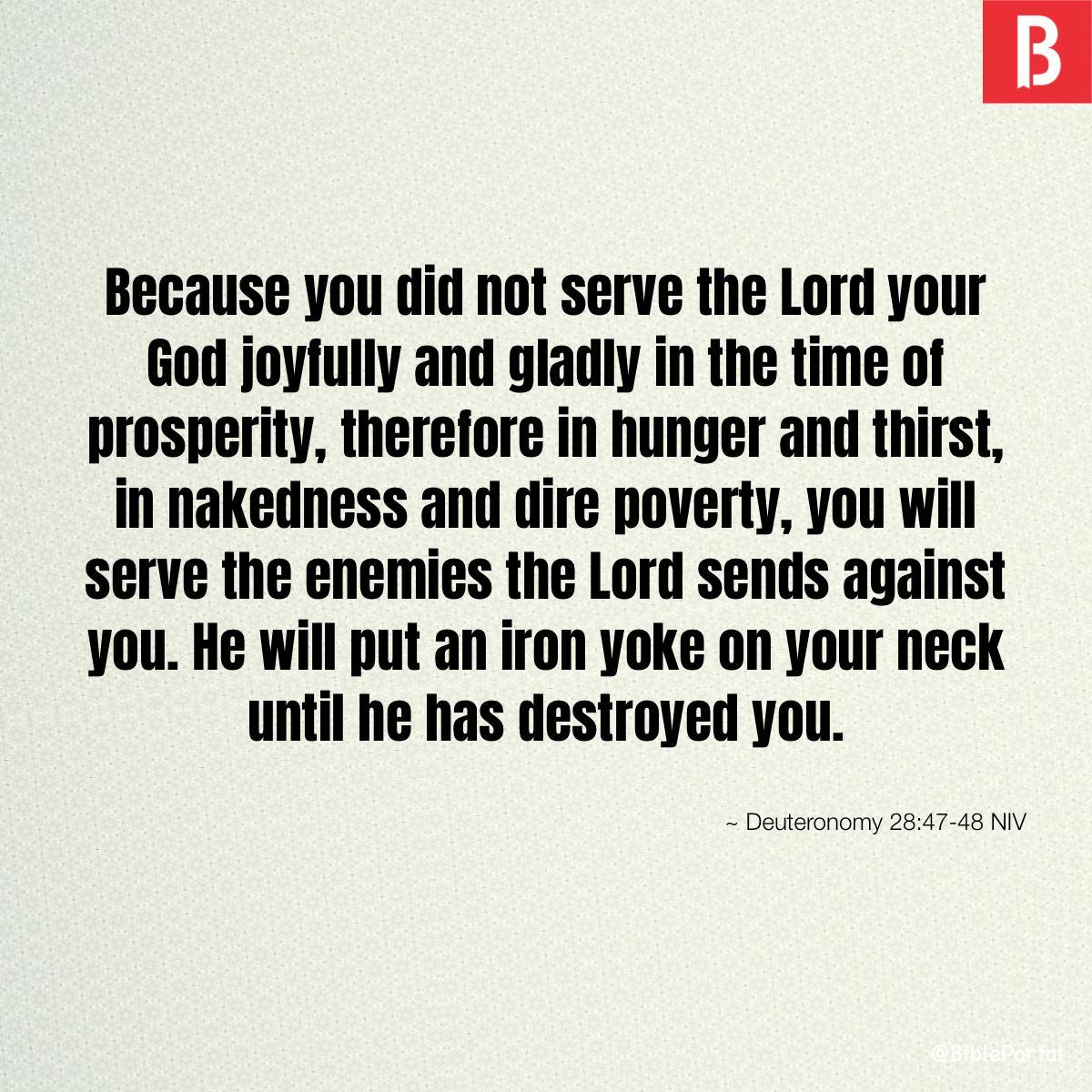 Deuteronomy 28:47-48 NIV