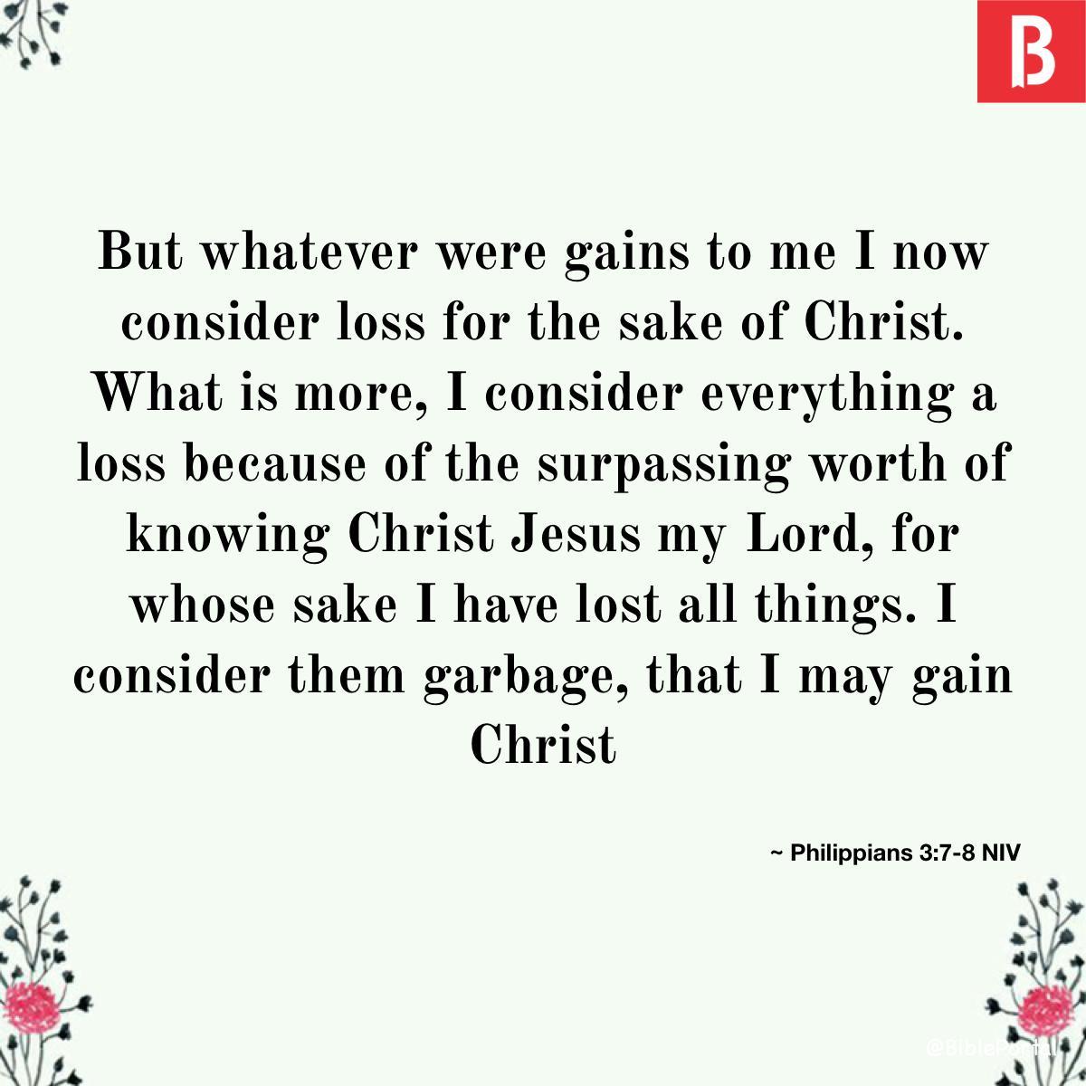 Philippians 3:7-8 NIV