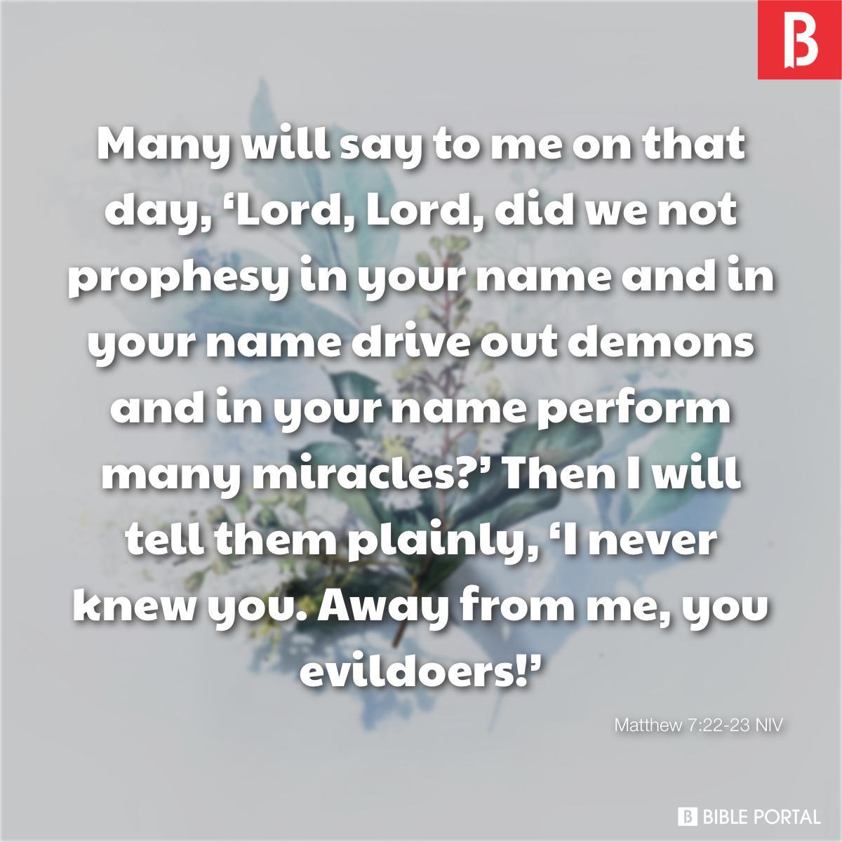 Matthew 7:22-23 NIV